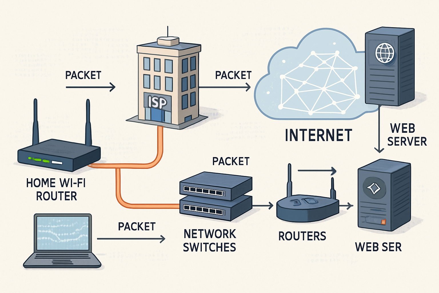 Journey of a packet in internet.